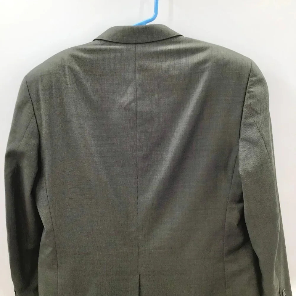 Mens Jones New York Suit 40R Pants 35/28.5 Wool Cashmere Blend Green Houndstooth - Picture 5 of 16